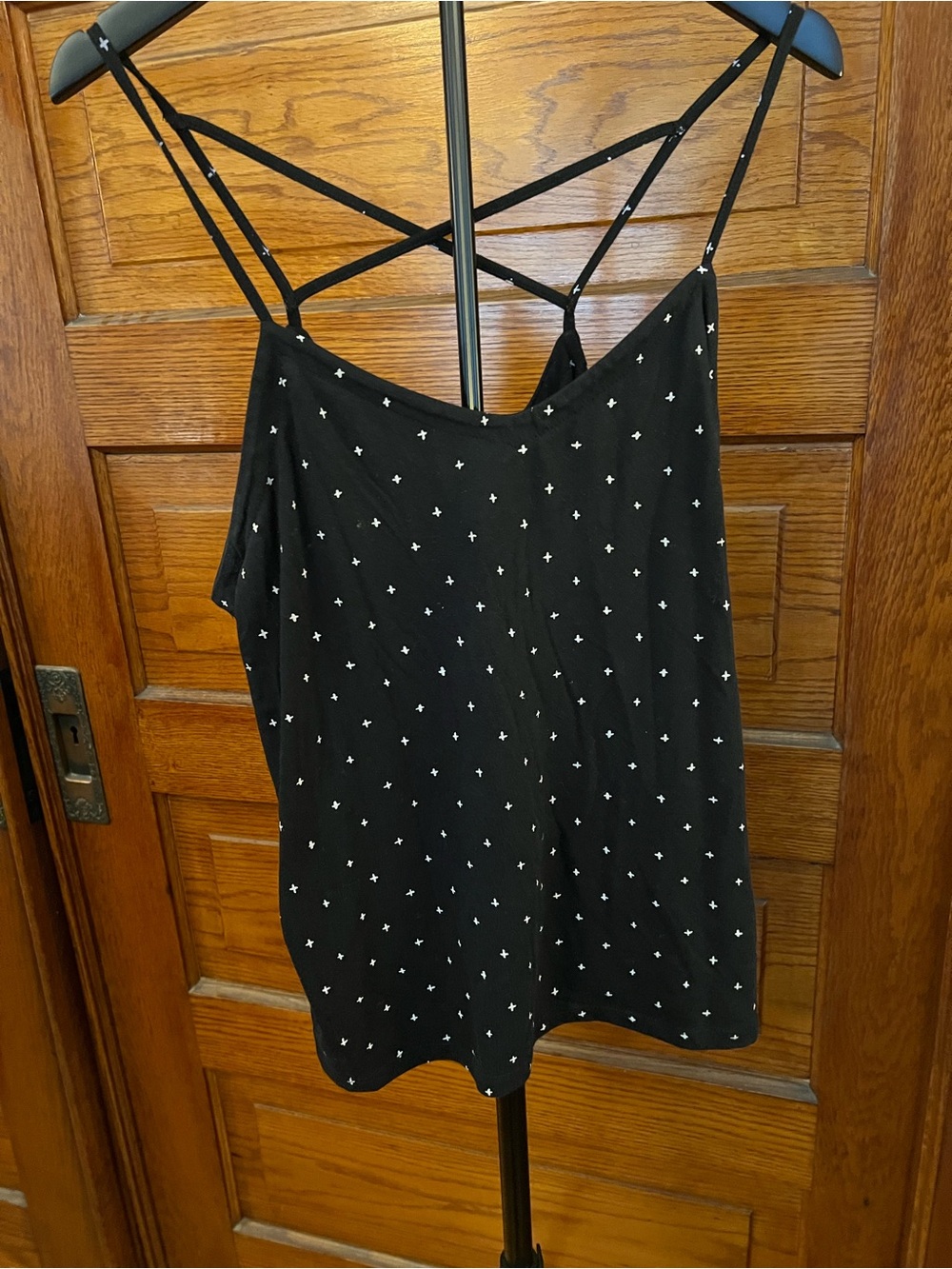 Universal Thread Black Cami with Small Polka Dots Top Print